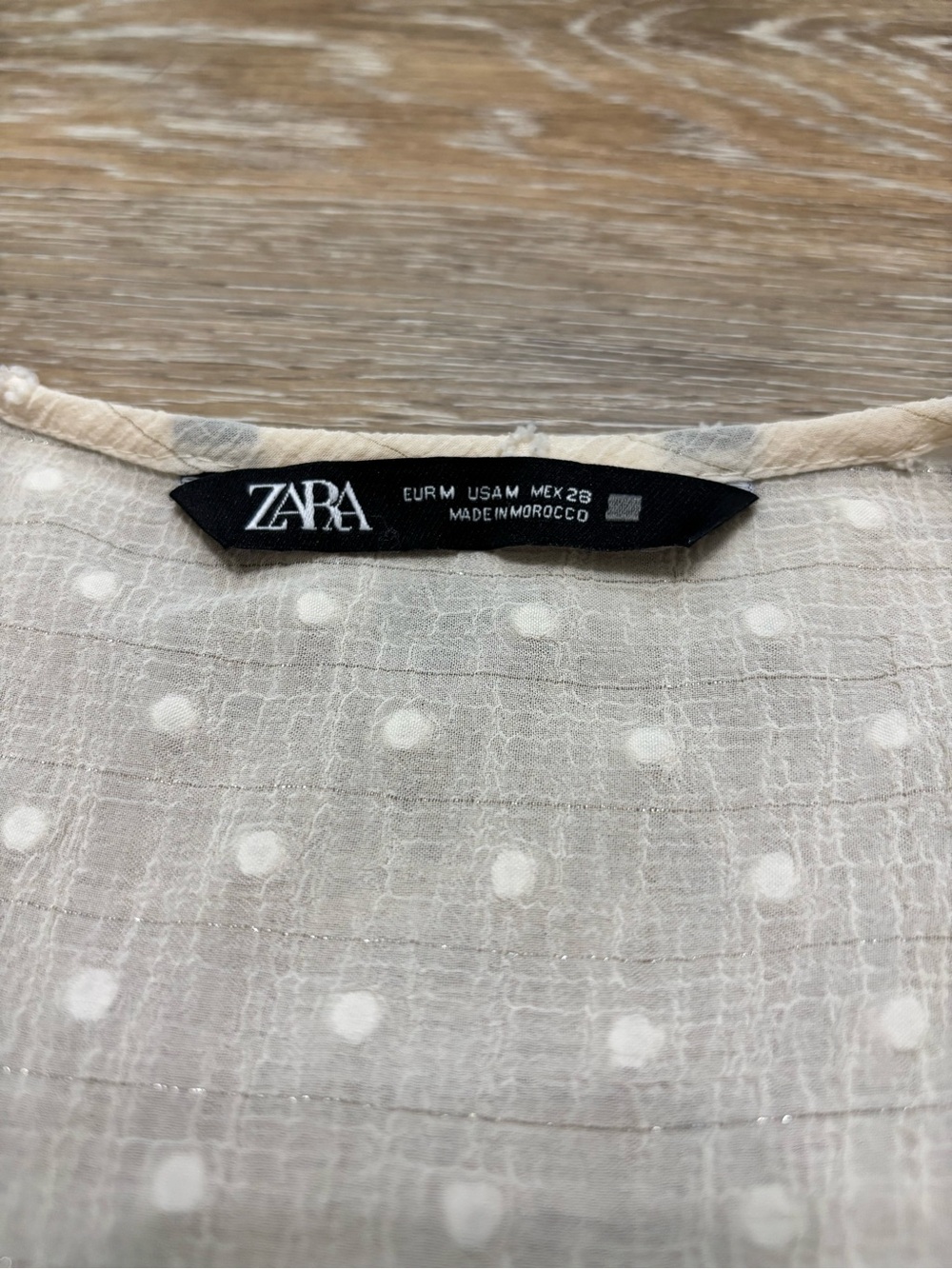 Zara Sheer Polka Dot Beige Blouse - Picture 2 of 4